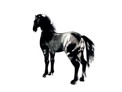 Ink horse ink painting Low-poly 3D model