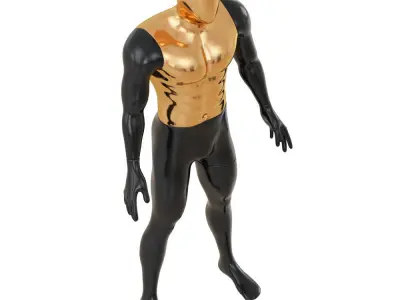 Abstract black mannequin with golden torso 132 3D model