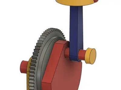 Rotating Single Piston Engine - see through engine      Basic 3D print model
