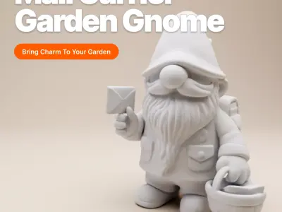 Garden Gnome Whimsical Gardener with Shovel and Basket 3D print model