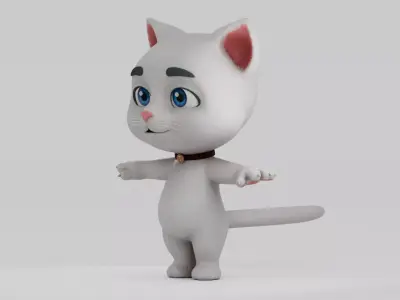 Cartoon Cat Low-poly 3D model 3
