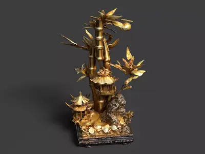 Chinese bamboo tree figure  Low-poly 3D model