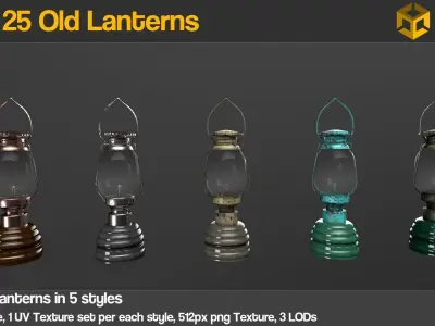 Aren Old Lanterns - Unity package Low-poly 3D model