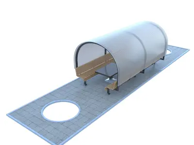 alcove outdoor bench with glass roof 3D model
