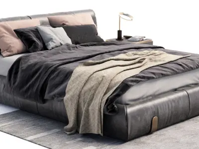 bedroom leather bed 3D model