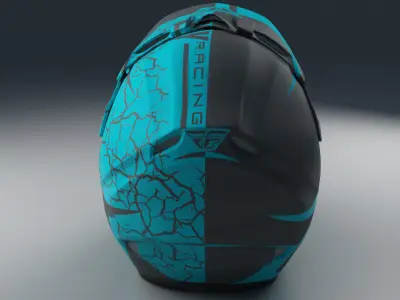 Moto Helmet Blue 3D model