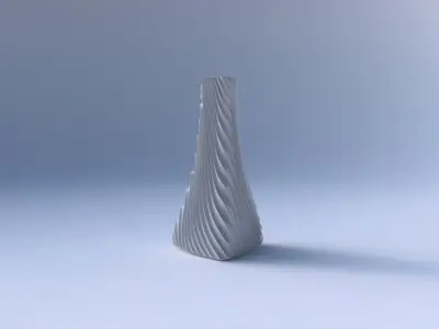 Vase grounded triangle with wavy extruded lines 2 3D print model