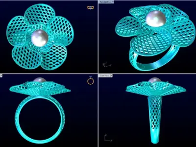  Mesh flower ring - Italian rings - Womens Rings - N6522 3D print model