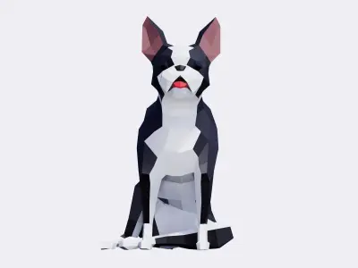 Boston Terrier Dogs Low-poly 3D model