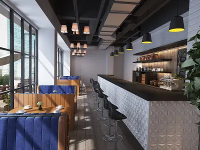 Coffee  garden restaurant modern decoration  very Clean scene 3D model