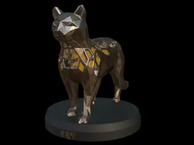 Steampunk Cat Low-poly 3D model