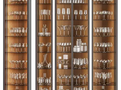  Luxury Glassware Cabinet Set 01 3D model