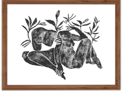 Art Frames 137- nude figures and flowers Art 3D model