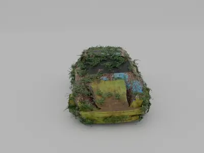 Damaged Rusty Car Low-poly 3D model