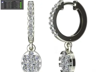 Women Diamond Earrings 3D print model