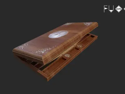 Backgammon board game Set low poly asset PBR for AR VR Low-poly 3D model