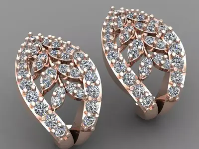 Rose Gold Diamond Women Earring 3D print Model 3D print model get