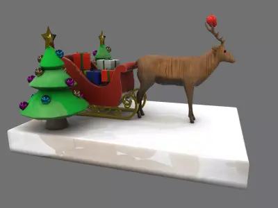 Christmas deer statue decor Low-poly 3D model
