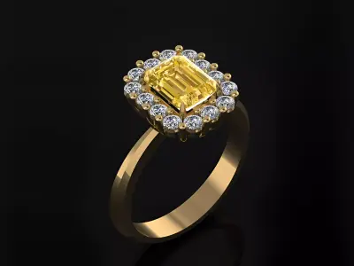 Emerald Ring 3D print model 5