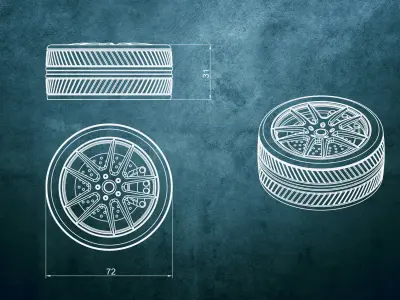 Tire-Box gold wheel 3D print model