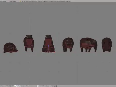 Hippo polygonal hippopotamus Low-poly 3D model
