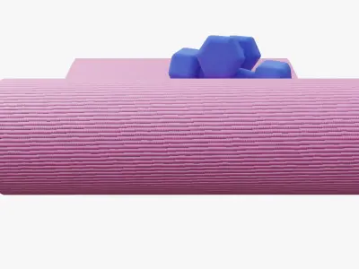 Dumbbells and yoga mat 3D model