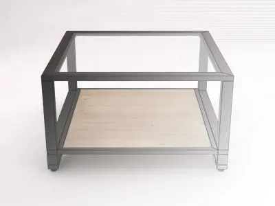 SIDE TABLE--Double square wood and glass 3D model