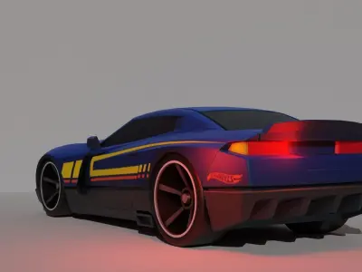 Stylish Car With Hotwills low-poly game ready Low-poly 3D model