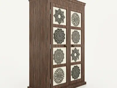 Wardrobe Mandala Dark Fine Wood Free 3D model