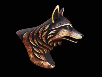 wood carved wolf 3D model