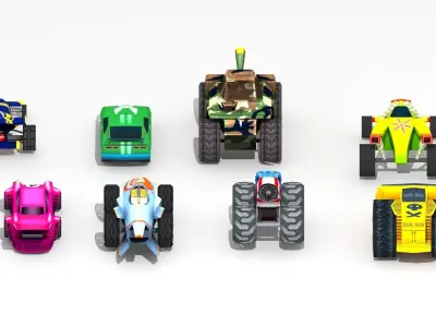 Low poly Cartoon Cars toys Low-poly 3D model