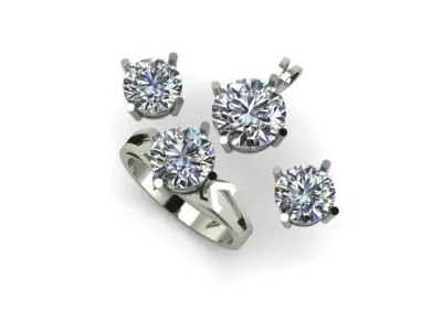 moissanite daimond pandent set 3D print model