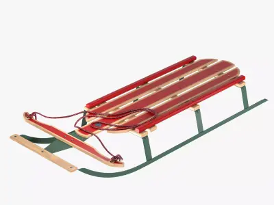 Wooden snow sled 3D model