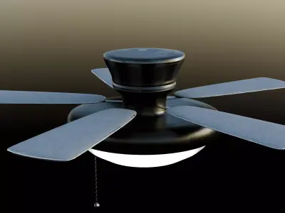 Ceiling lamp with 5 Fans Model Low-poly 3D model
