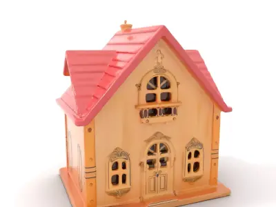 Charming Pink Dollhouse model pack Low-poly 3D model