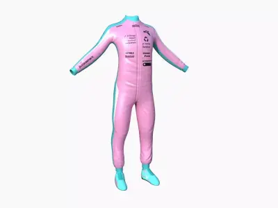 Racing Pilot Uniform A07 Pink - Character Clothing Design Low-poly 3D model