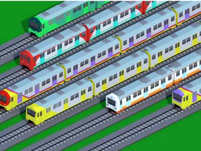 Prameks and Baraya Trains pack Free low-poly 3D model