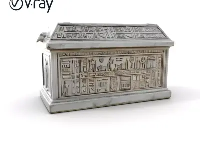 Ancient Sarcophagus Model Pack with Hieroglyphics Low-poly 3D model