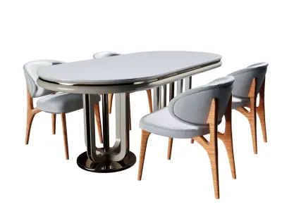 Luxury Modern Dining Table Set with 4 Chairs 3D model