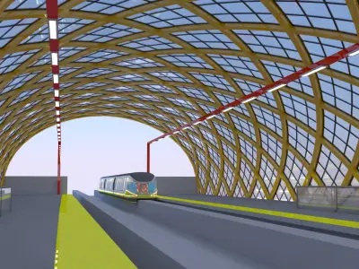 Elevated monorail station III 3D model