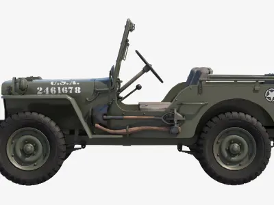 Military Jeep Car Willys  Low-poly 3D model