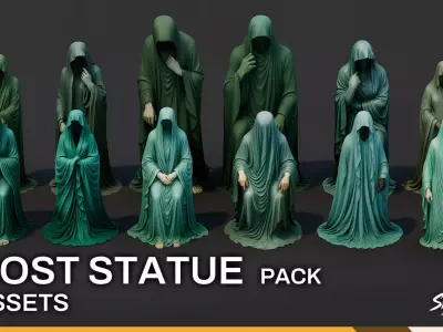 Ghost Statue Pack Low-poly 3D model