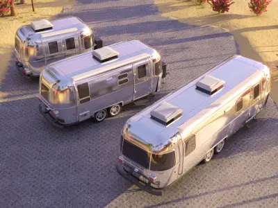 Airstream trailers pack - Realistic scene 3D model