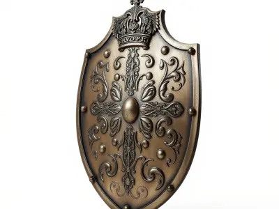Ornate Metal Shield Ancient Crest model pack Low-poly 3D model