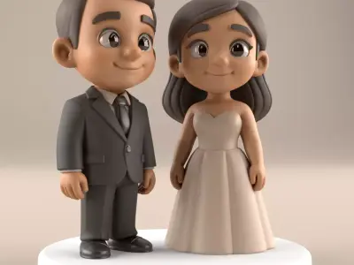 Cute Wedding Couple STL Model 3D print model