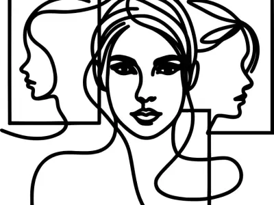 Continuous Line Female Portrait 3D print model