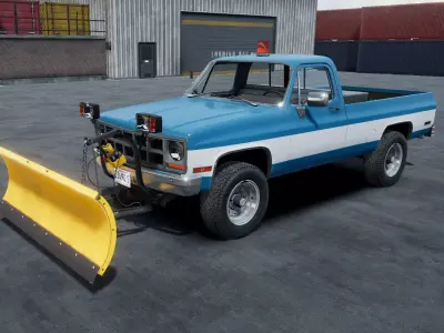 Snow plow generic pickup truck unity asset Low-poly 3D model