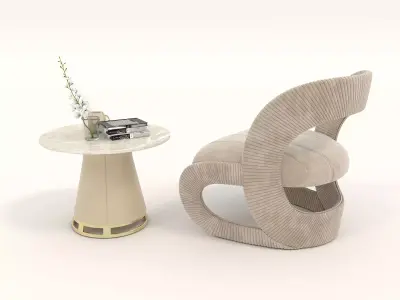 Modern Coffee Table and Armchair Set 40 3D model