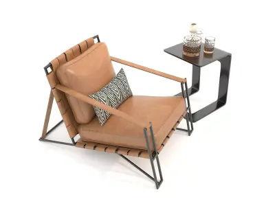 Modern Coffee Table and Armchair Set 70 3D model