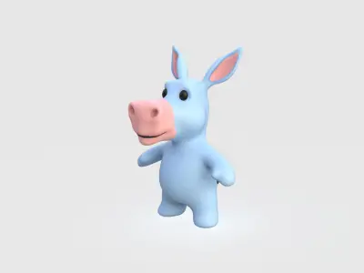 Little animal baby - Donkey cute - Animated Low-poly 3D model